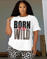 Women's Plus Size Born To Wild T-Shirt and Trousers Suit
